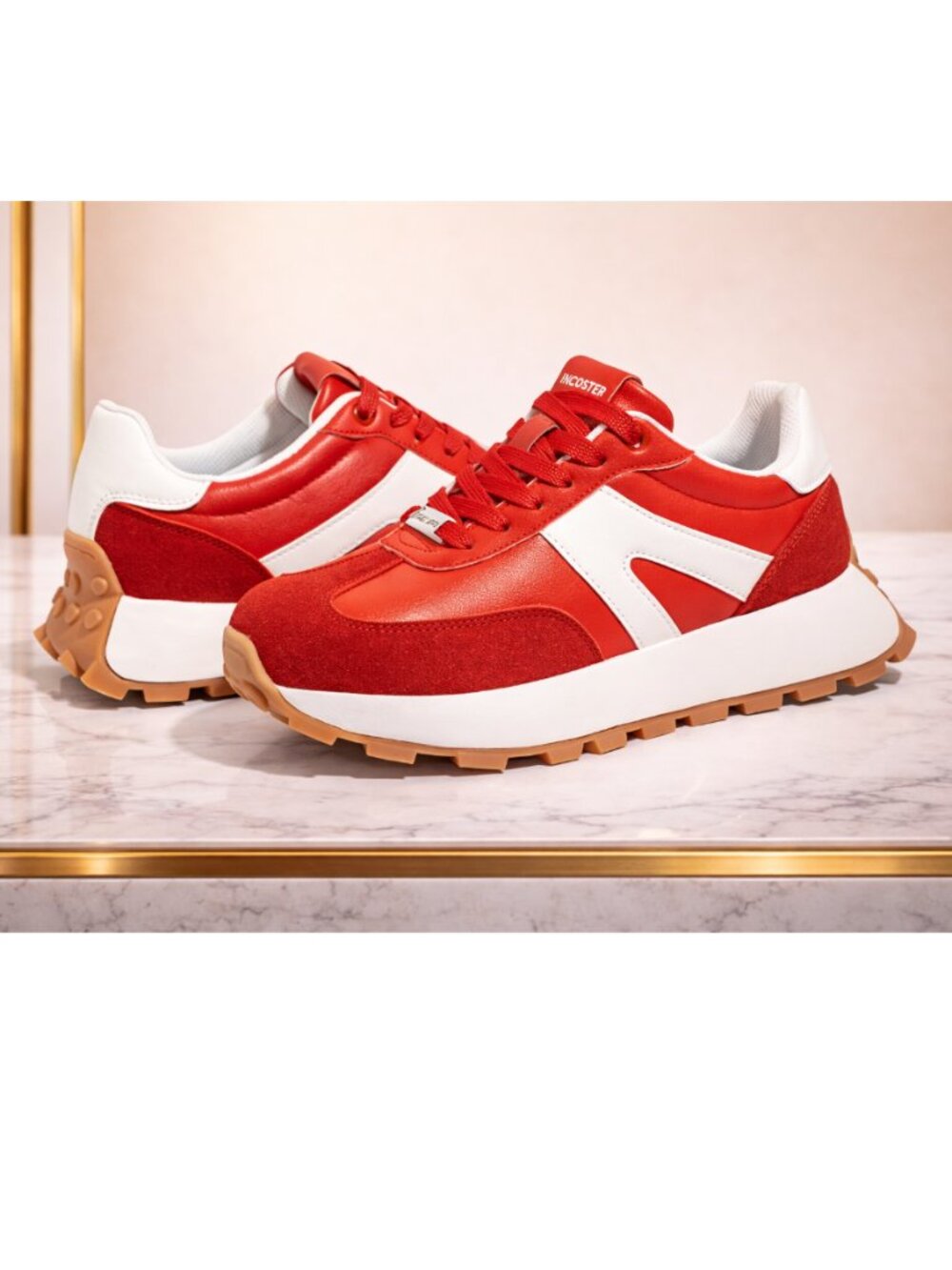 LUCKY STEP Platform Women's sneakers, RED, Size 7